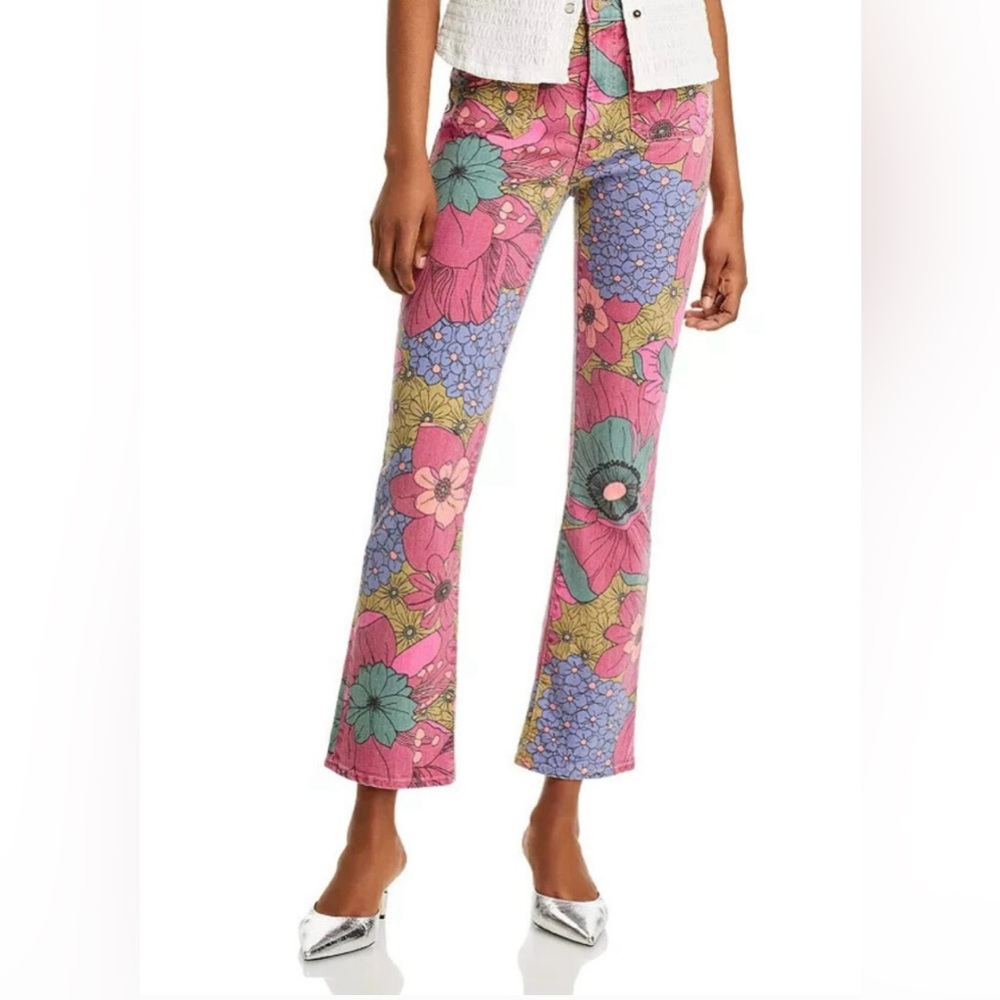MOTHER The Patch Pocket Insider Flood Wash: Psychic Floral Denim Pants Size 27